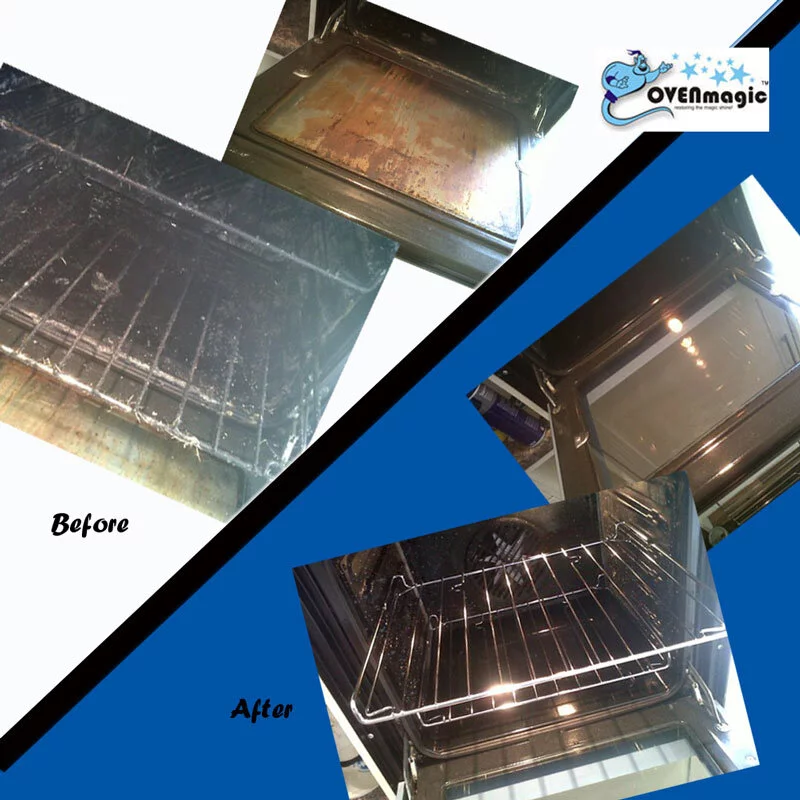 Before and After an oven clean by OvenMagic